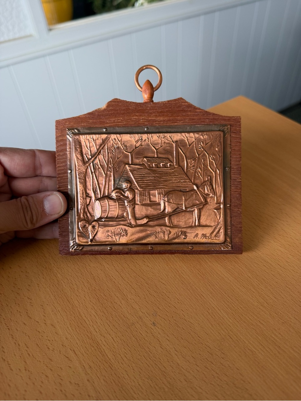 Vintage Copper Embossed Art Plaque